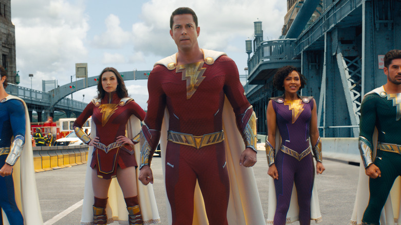 Shazam and his super-friends lining up