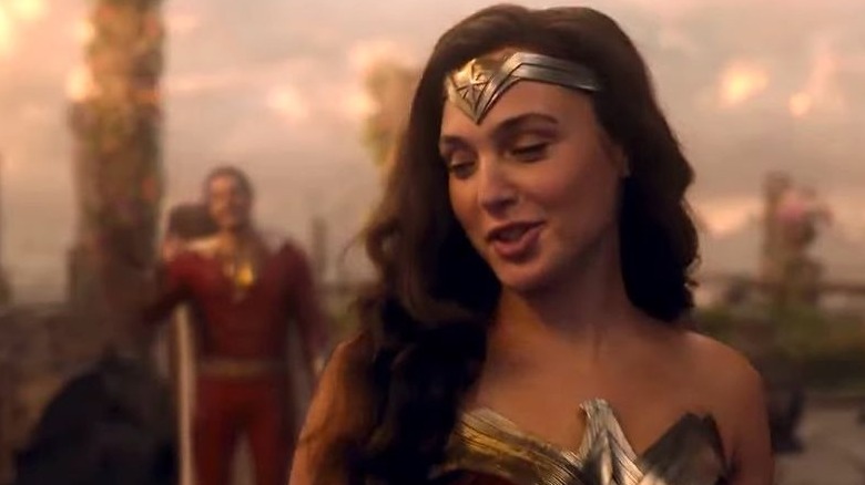 Wonder Woman saying good-bye to Shazam