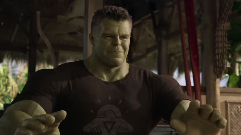 The Hulk looks happy