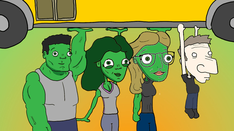 Hulks holding bus also Tom