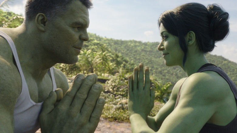 She-hulk and Hulk outside