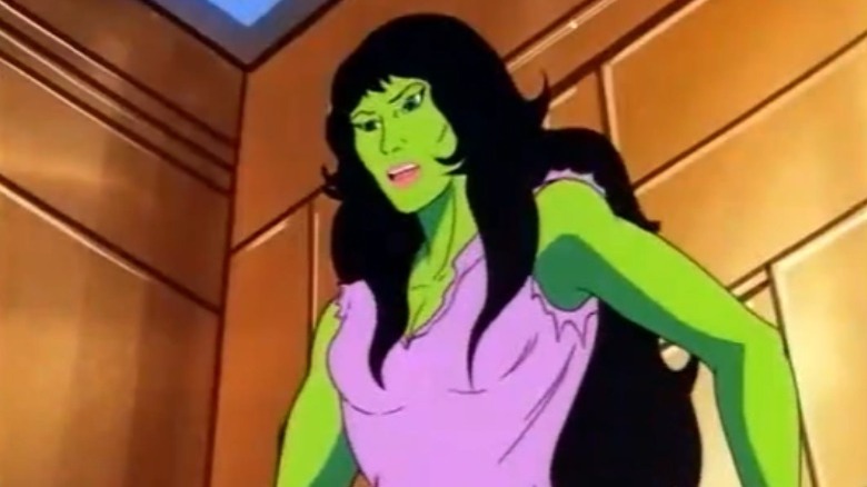 She-Hulk standing in a copper-plated room