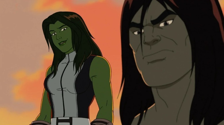 She-Hulk standing next to Skaar