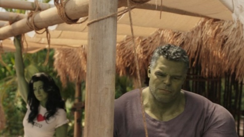 Hulk and She-Hulk under beach bar