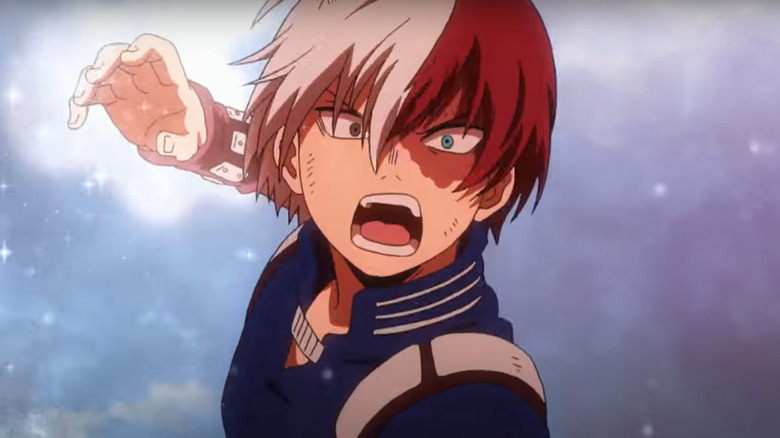 Shoto Todoroki using ice quirk