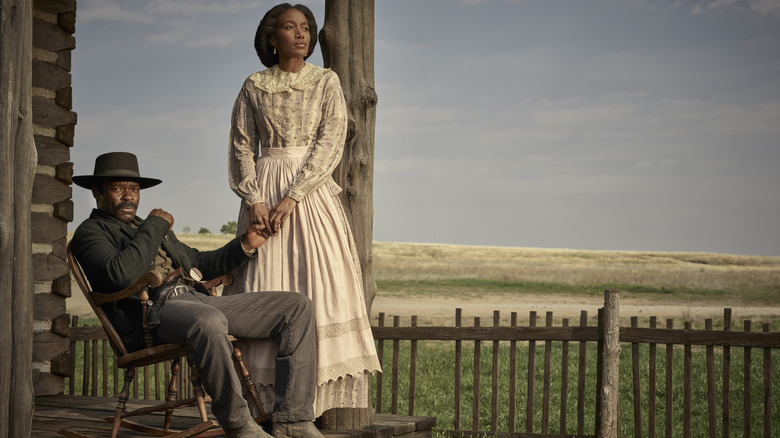 David Oyelowo and Lauren Banks in costume