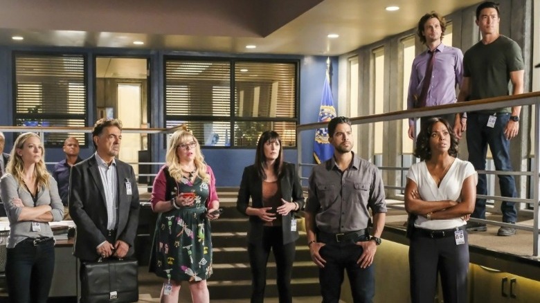 The ensemble cast of Criminal Minds, including AJ Cook, Paget Brewster, Aisha Tyler and Matthew Gray Gubler