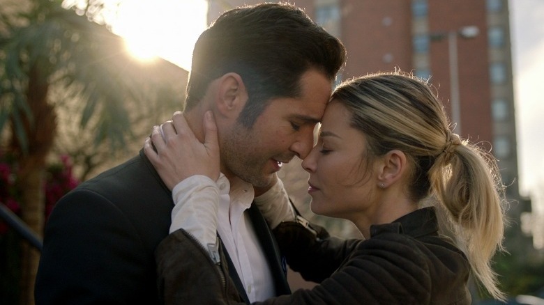 Tom Ellis as Lucifer Morningstar and Lauren German as Chloe Decker on Lucifer