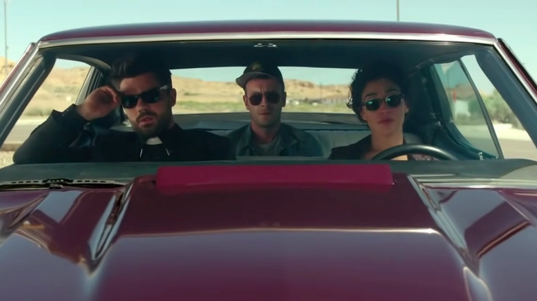 Jesse, Cassidy, and Tulip driving in a car together on Preacher