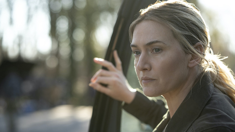 Kate Winslet brooding as the title character in Mare of Easttown