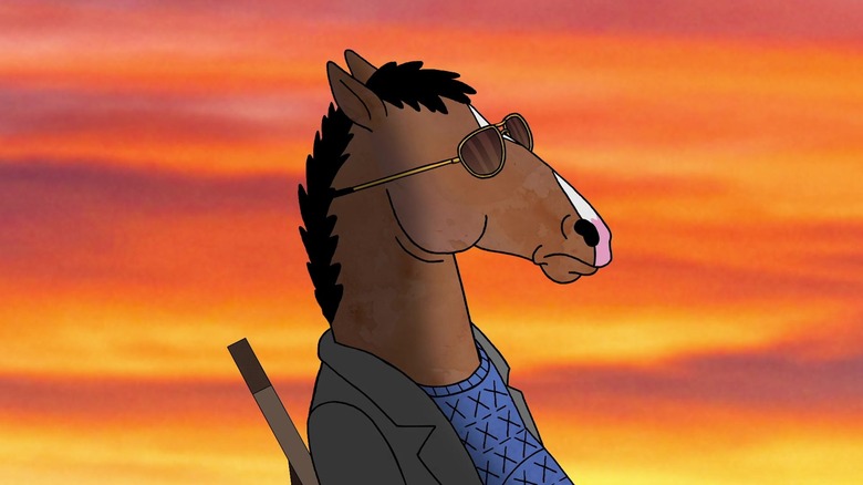 BoJack Horseman against sunset sky