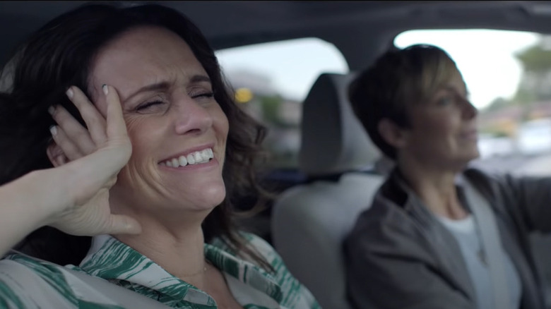 Sarah Pfefferman laughing in car