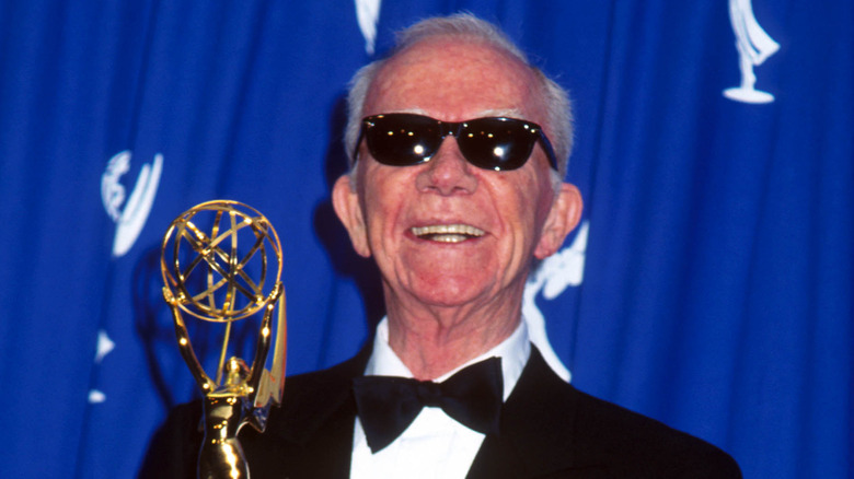 Ray Walston holding his Emmy 