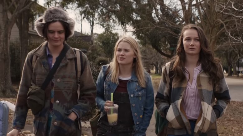 Miles Robbins, Virginia Gardner, and Andi Matichak in Halloween 