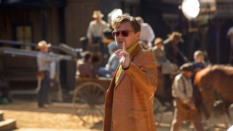 Leonardo DiCaprio holding up a finger in Once Upon A Time In.. Hollywood