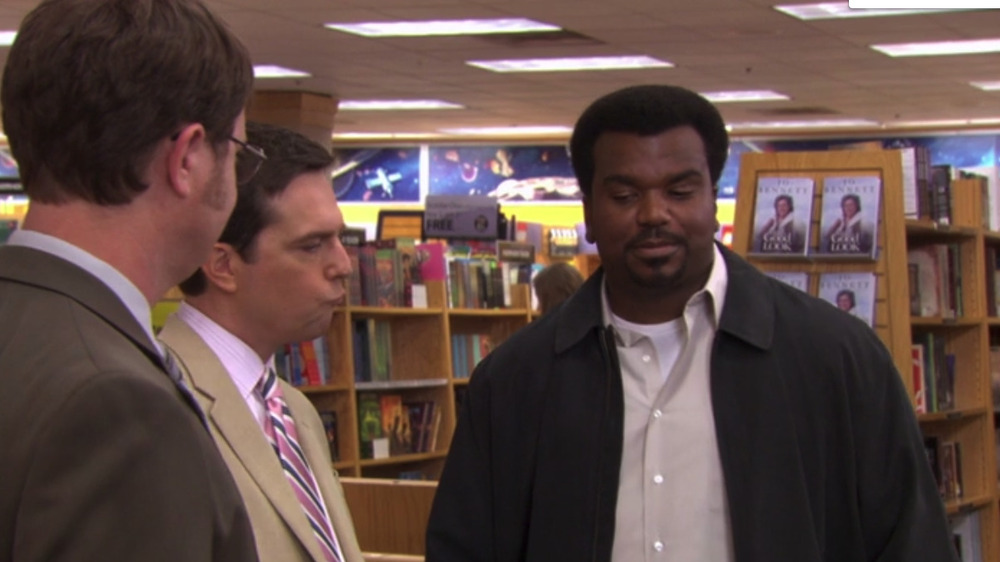 Office crew in bookstore