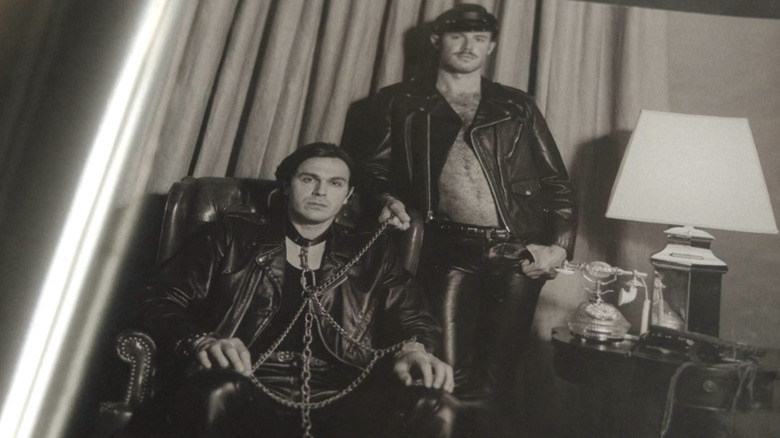 Two men wearing leather