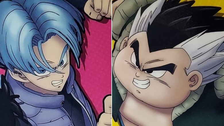 Trunks pulls his fist back and Gotenks grins