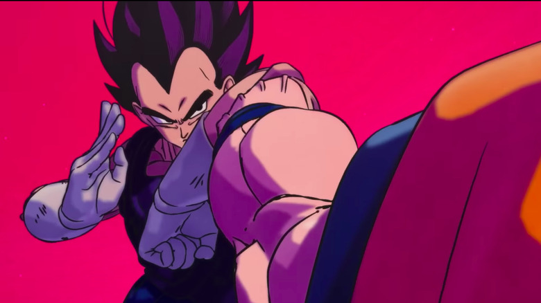Vegeta blocks Goku's punch