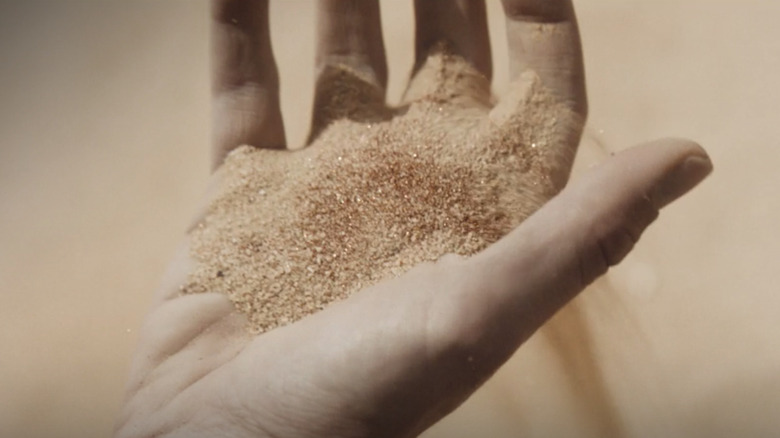 Paul holding sand mixed with spice