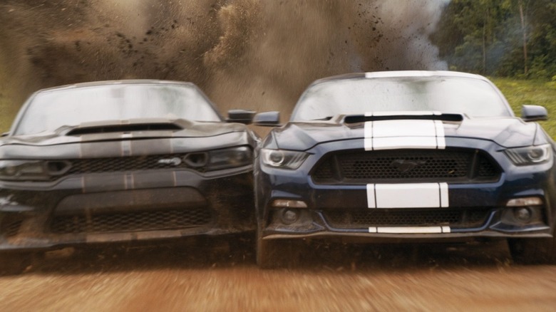 Charger and Mustang racing