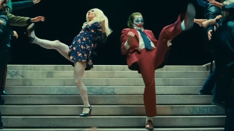 Joker and Harley dancing on courthouse steps