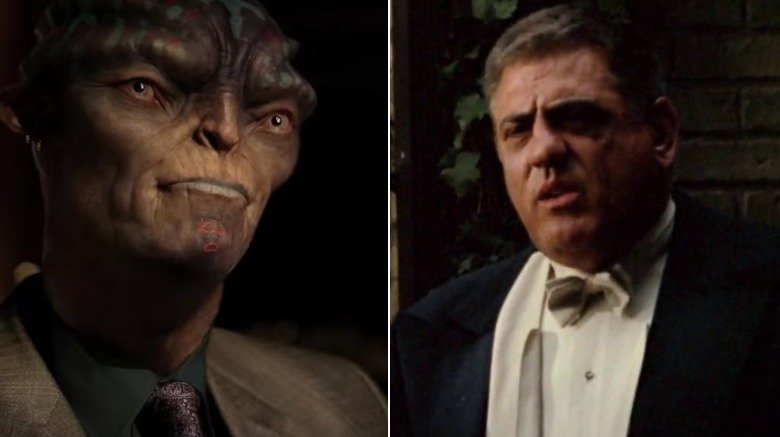 Split image of Luca Brasi in Men in Black: International and Luca Brasi in The Godfather, Part I