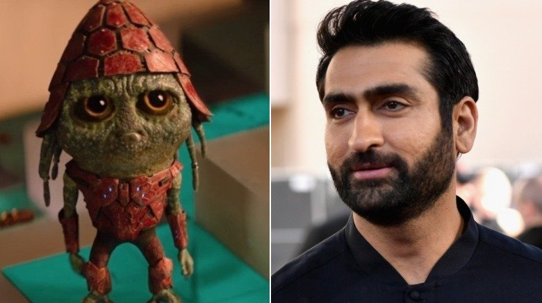 Split image of Men in Black: International's Pawny and actor Kumail Nanjiani 