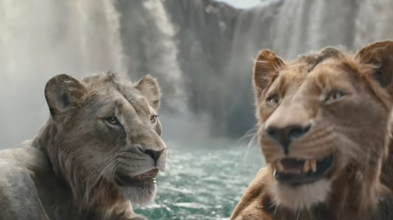 Mufasa: The Lion King's Taka and Mufasa giggling while floating in a river