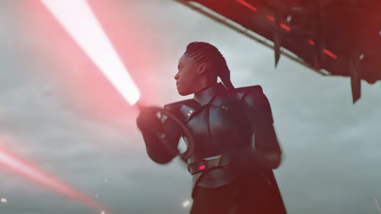 Inquisitor Reva (Moses Ingram) wielding her lightsaber