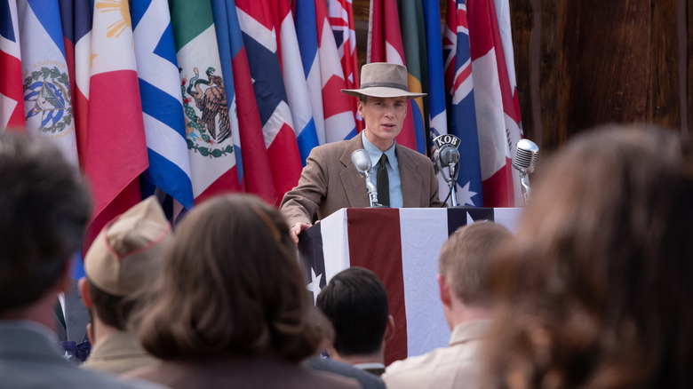 Oppenheimer addresses crowd