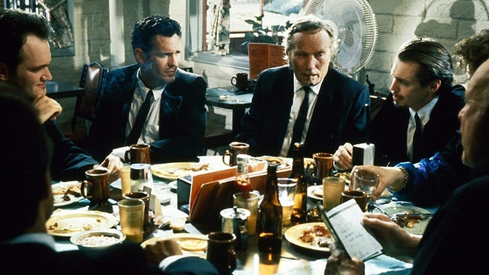 The cast of Reservoir Dogs, having breakfast