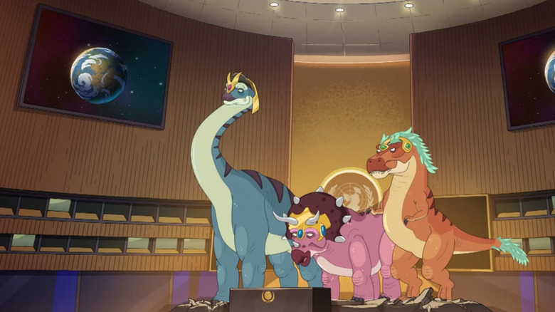 Dinosaurs speaking at the U.N.