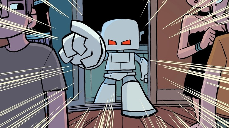 Robot-01 points its finger