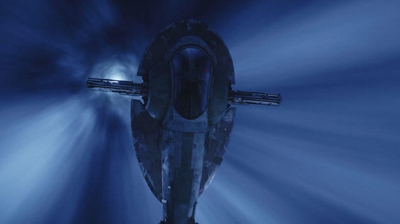 The Slave 1 flies through hyperspace