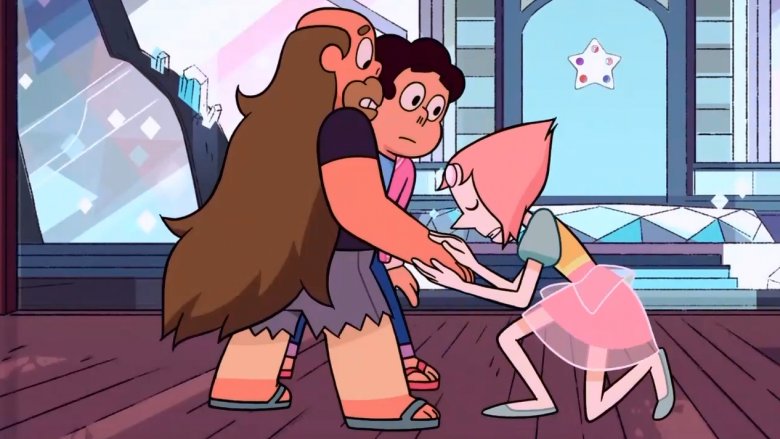 Greg Universe, Steven Universe, and Pearl in "Steven Universe: The Movie"