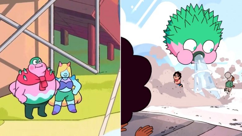 Watermelon Tourmaline and an unnamed Gem in "Steven Universe: The Movie" / The Pufferfish Monster in "Steven Universe: Season 1, Episode 18"