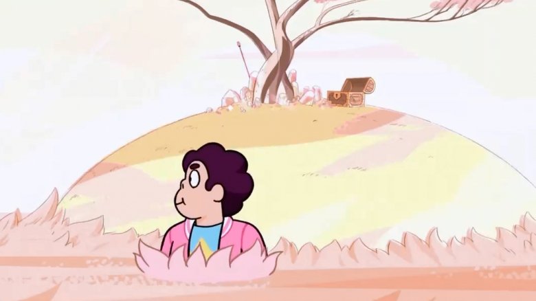 Steven Universe inside the world within Lion's mane in "Steven Universe: The Movie"