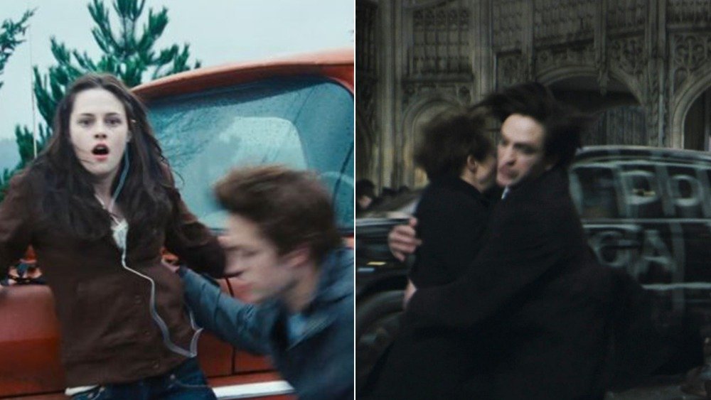 Kristen Stewart and Robert Pattinson in Twilight / Robert Pattinson in The Batman