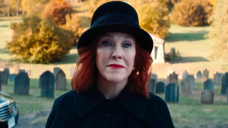 Delia at her husband's funeral