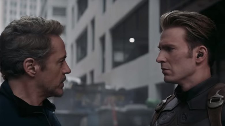 Robert Downey Jr. as Iron Man and Chris Evans as Captain America in Avengers: Endgame