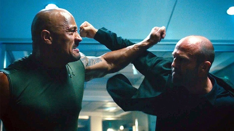 Hobbs and Shaw fighting each other