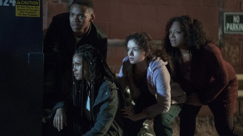 Joivan Wade, Lex Scott Davis, Kristen Solis, and Luna Lauren Velez in The First Purge