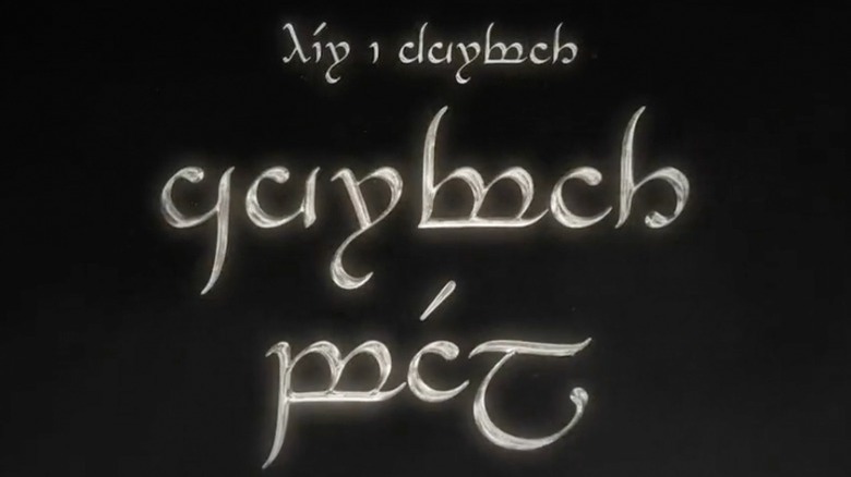 The Rings of Power title card in Elvish