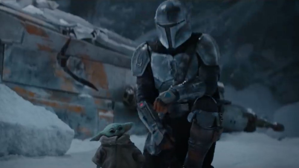 Baby Yoda and Pedro Pascal as Mando on The Mandalorian