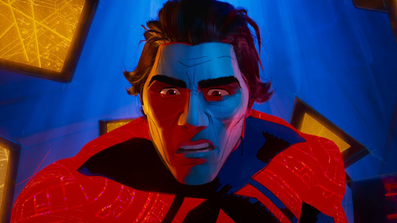 Miguel O'Hara as Spider-Man looking angry