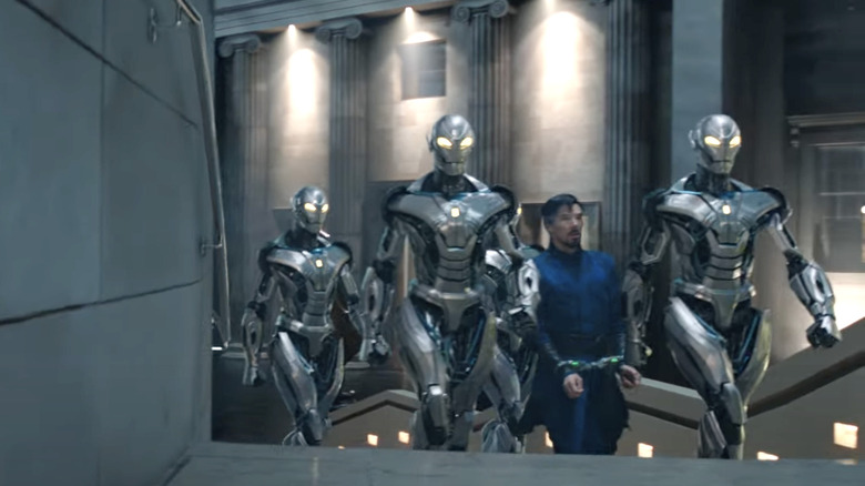 Doctor Strange with metal robots