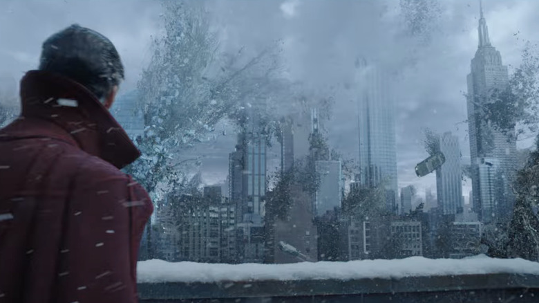 Doctor Strange watches New York City dissolve