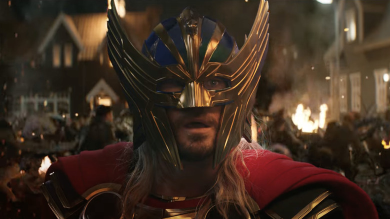 Thor wears winged gold helmet