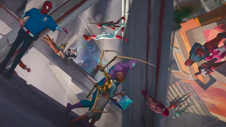 Many Spider-characters in the Spider-Verse